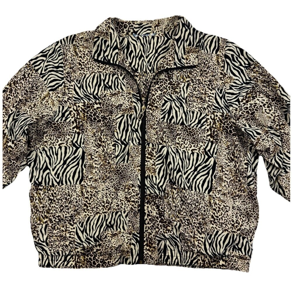 Koret Sport Women’s Medium Animal Print Zip Jacket Leopard Zebra Bomber